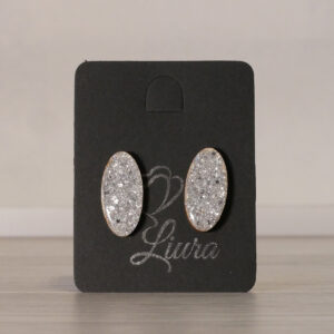 Kõrvarõngad Glitter hõbedane ovaal 12×23mm