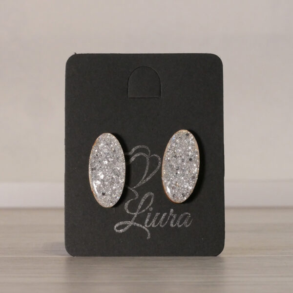 Kõrvarõngad Glitter hõbedane ovaal 12×23mm