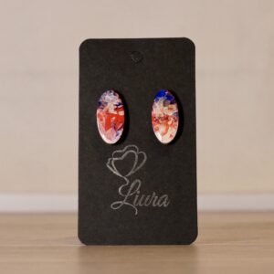 Kõrvarõngad sinine-punane ovaal 12×23mm