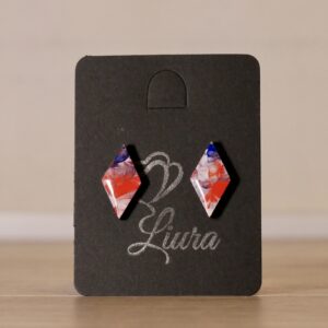 Kõrvarõngad sinine-punane romb 10×20mm